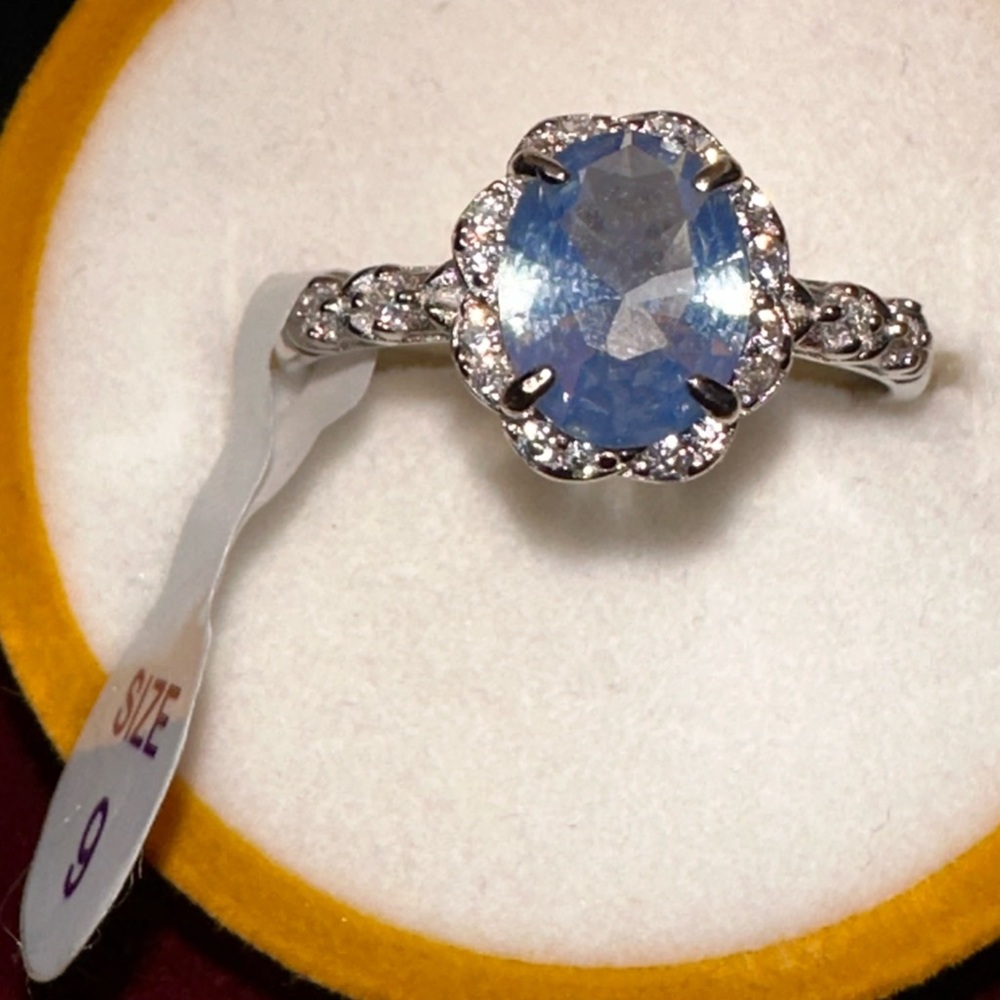 Lab Created Blue Opal on .925 Solid Sterling Silver